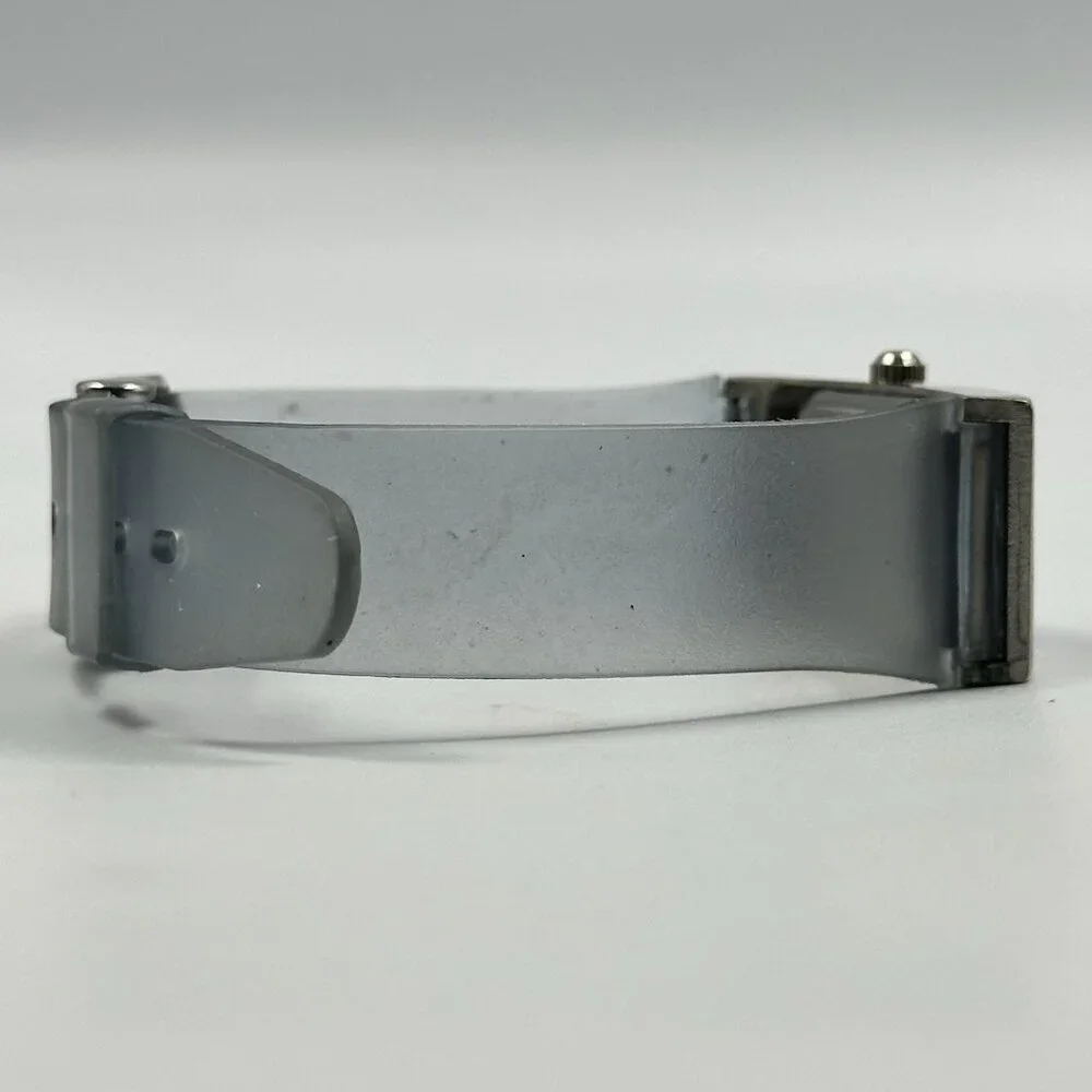 3/$30 Geneva Watch Women Silver Tone Long Rectangle Case Purple Dial  9
